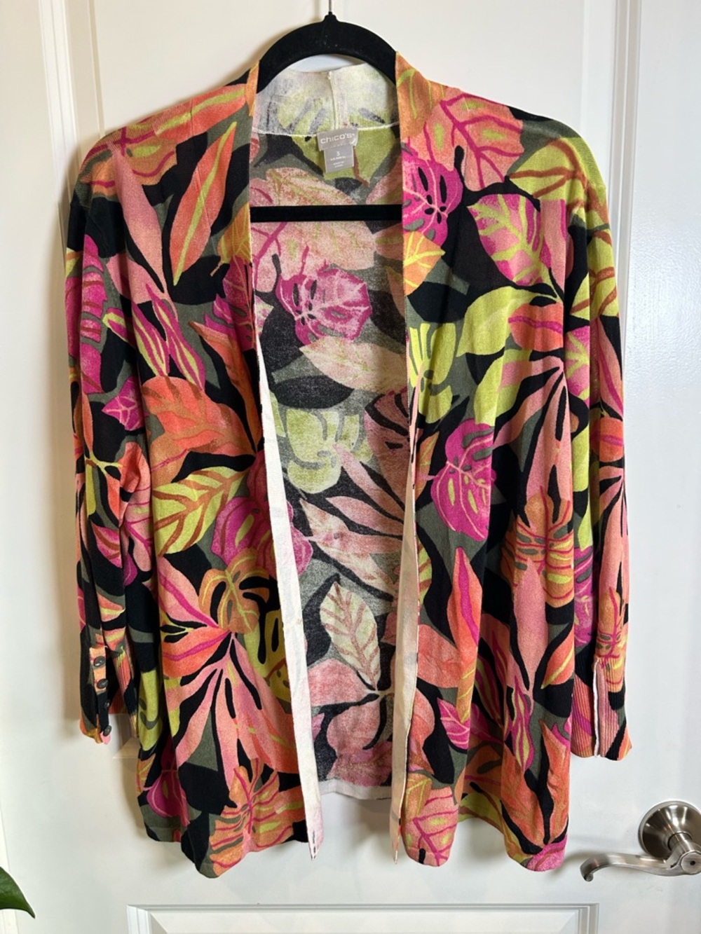 Chico’s Perfect Layer Cardigan Sweater Tropical Large‎
